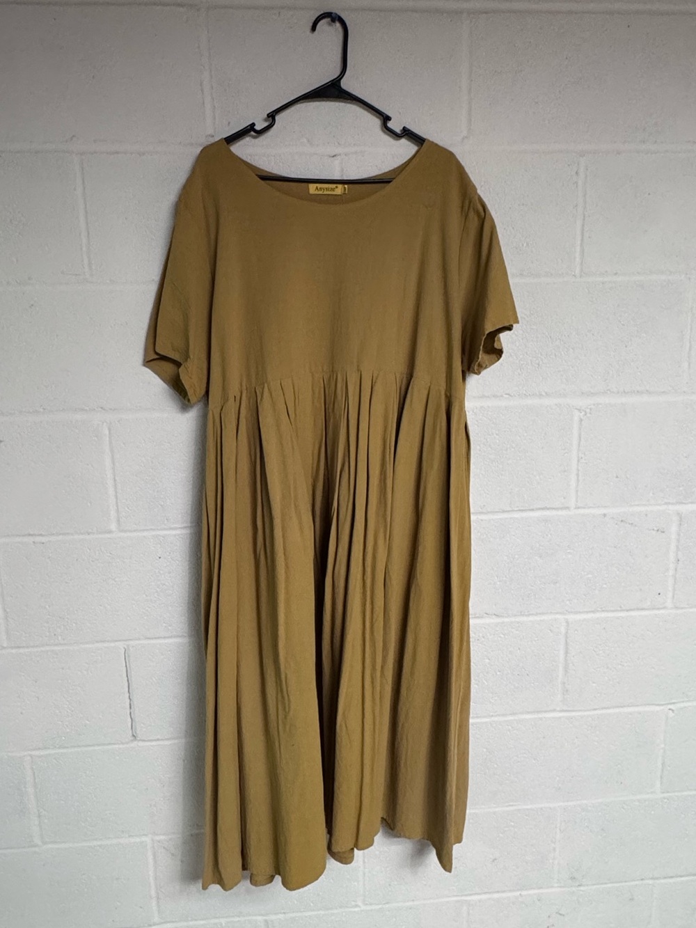 Mustard Short-Sleeve Midi Dress